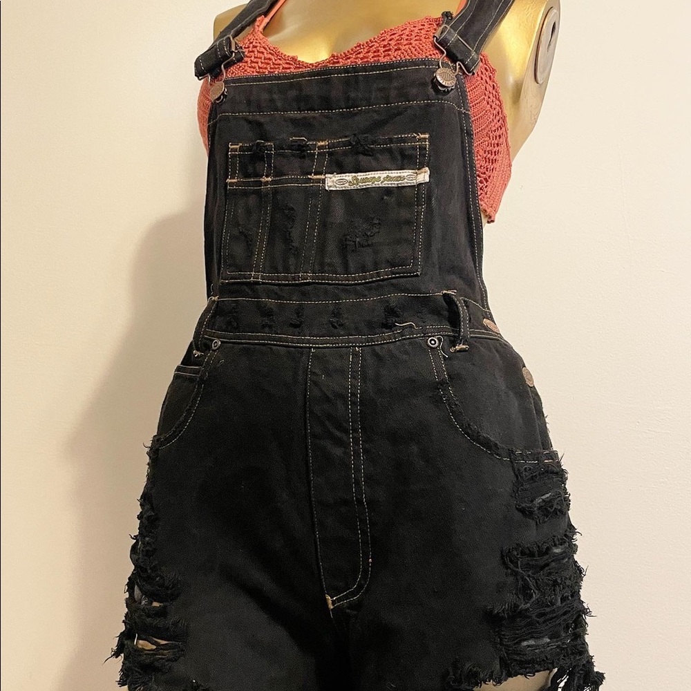 Vintage dark denim overalls